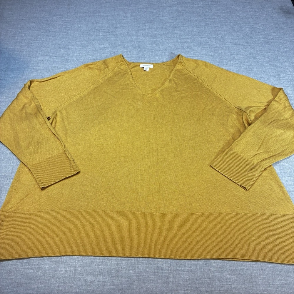 J. Jill Fine Knit Mustard Yellow Silk & Cotton Sweater Womens XL Petite Pullover